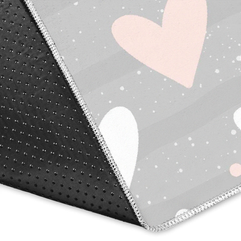 Heart Pattern Gray Background Area Rug