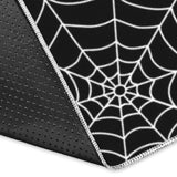 Spider Web Design Pattern Black Background White Cobweb Area Rug