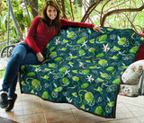 Lime Ice Flower Pattern Premium Quilt