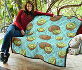 Kiwi Blue Background Premium Quilt