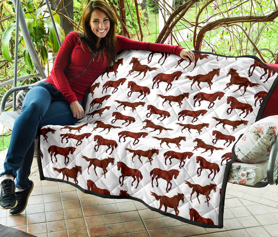 Horses Running Pattern Background Premium Quilt