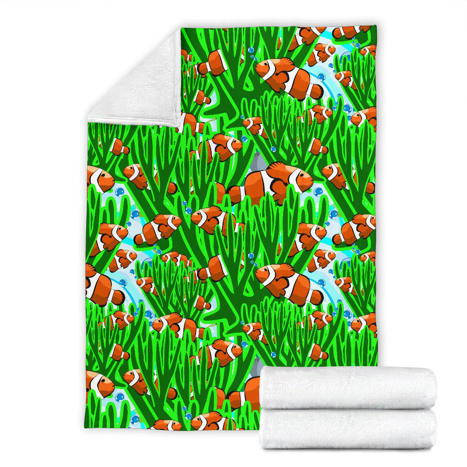 Clown Fish Pattern Print Design 01 Premium Blanket