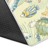 Hand Drawn Sea Turtle Fish Pattern Area Rug