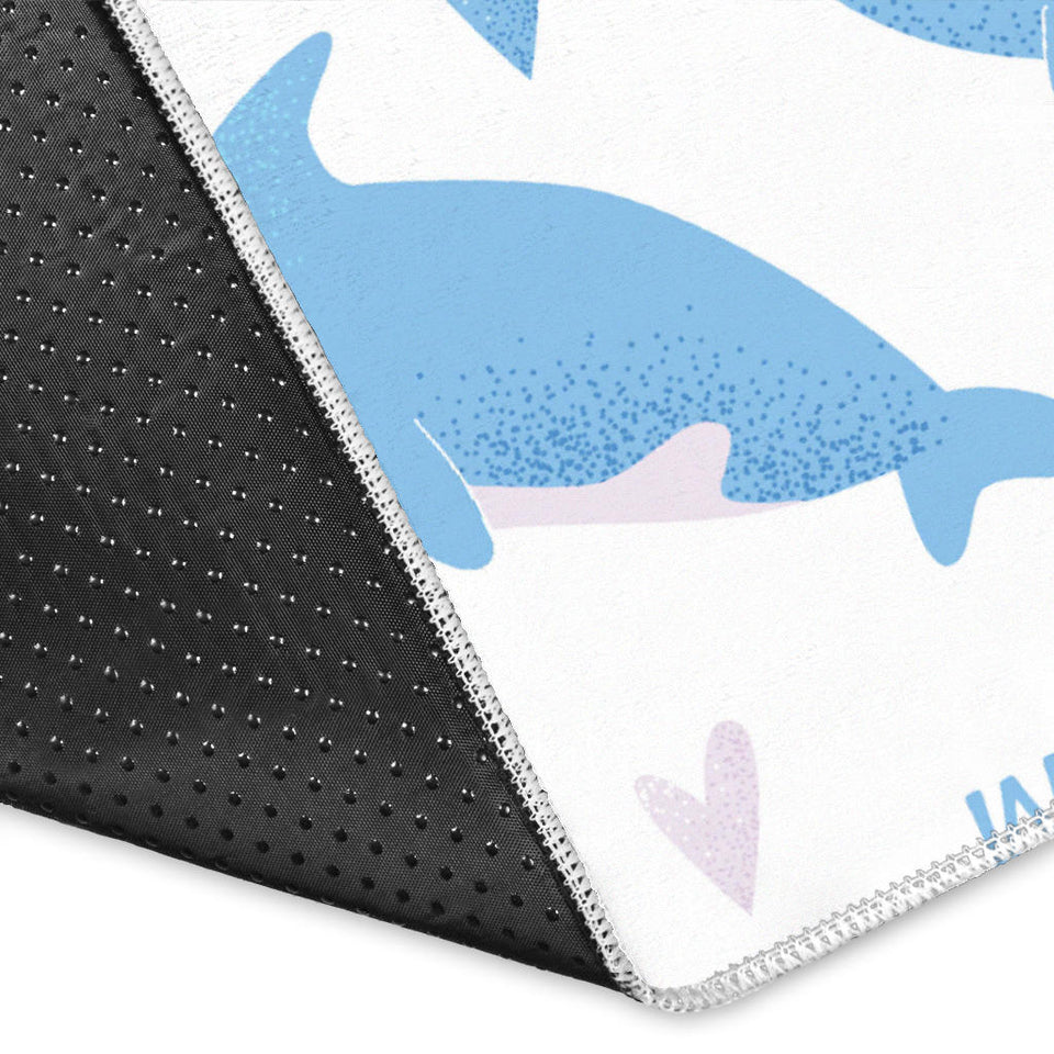 Blue Whale Pattern Area Rug
