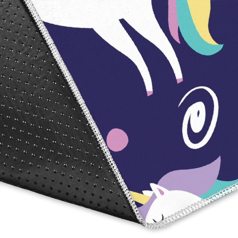 Hand Drawn Cute Unicorn Star Planet Area Rug