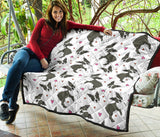 Boston Terrier Dog Hearts Vector Pattern Premium Quilt