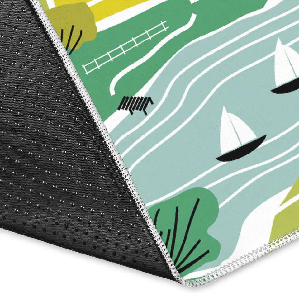 Hand Drawn Windmill Pattern Area Rug