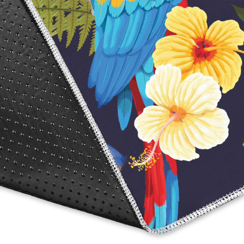 Colorful Parrot Flower Pattern Area Rug