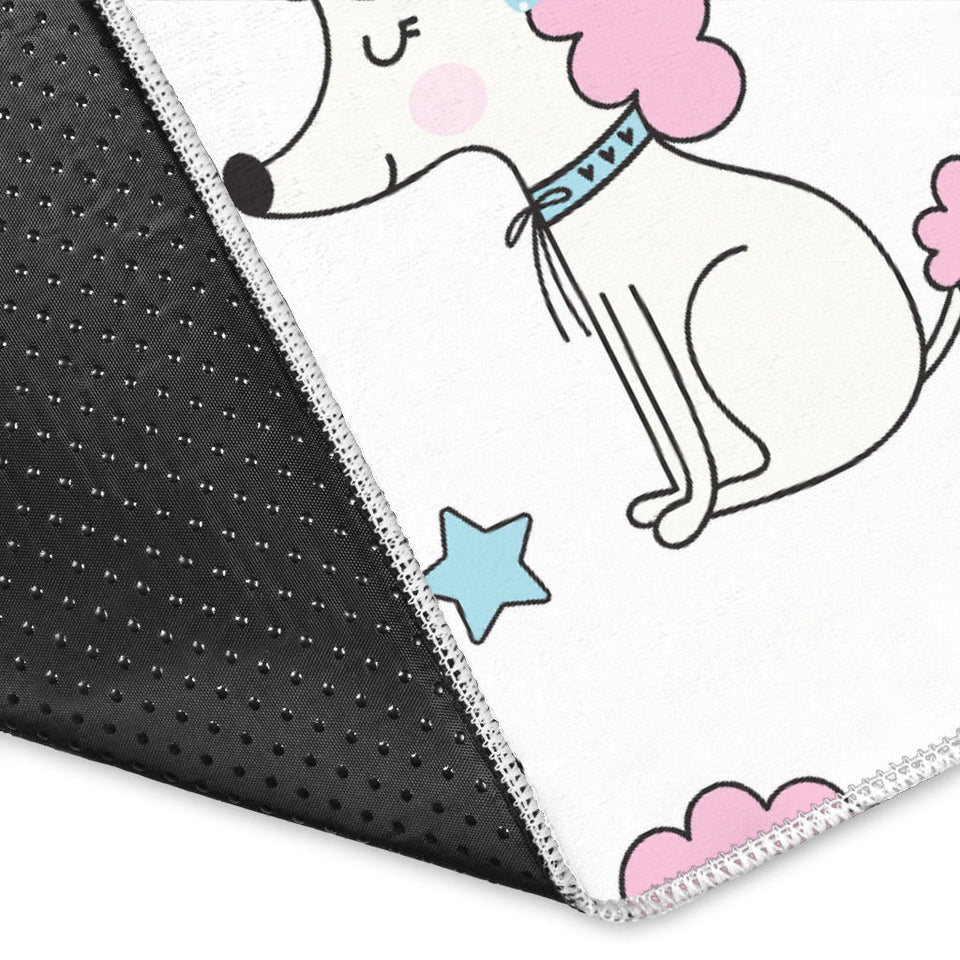 Cute Poodle Dog Star Pattern Area Rug