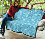 Snowflake Pattern Blue Background Premium Quilt