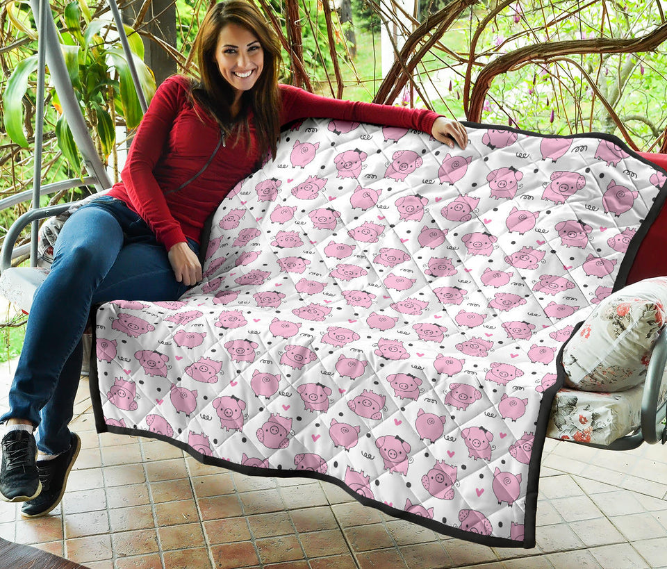 Pig Pattern Print Design 03 Premium Quilt