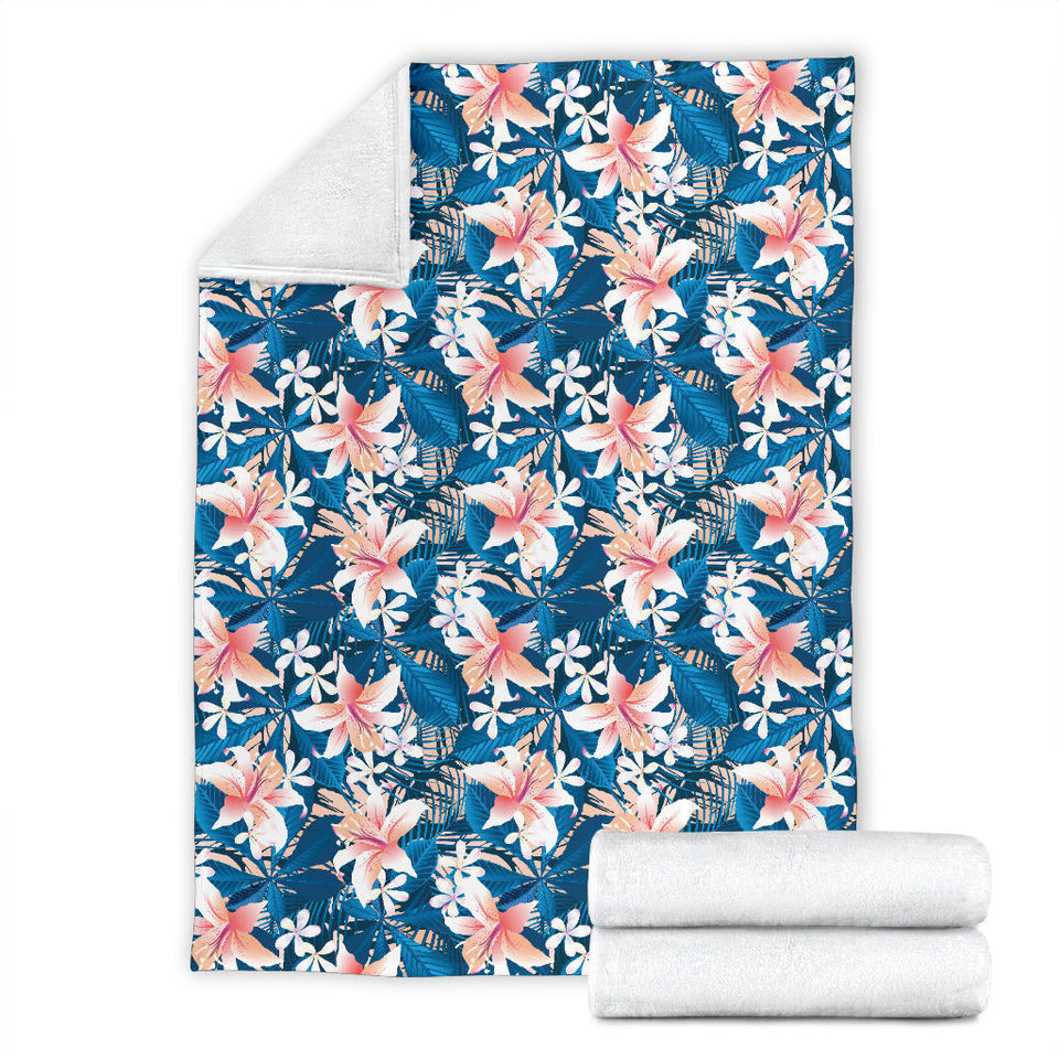 Hibiscus Pattern Print Design 02 Premium Blanket