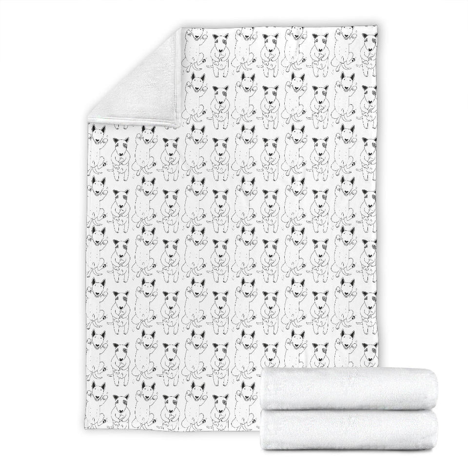Bull Terrier Pattern Print Design 02 Premium Blanket