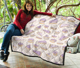 Cakes Pies Tarts Muffins And Eclairs Purple Blueberry Topping Pattern Premium Quilt