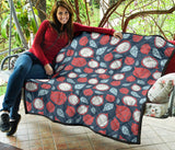 Dragon Fruits Dark Blue Background Premium Quilt