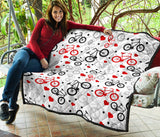 Bicycle Pattern Print Design 04 Premium Quilt