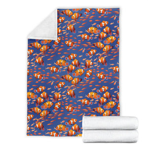 Clown Fish Pattern Print Design 04 Premium Blanket