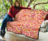 Tropical Grapefruit Pattern Premium Quilt