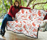 Watercolor Koi Fish Carp Fish Pattern Premium Quilt