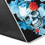 Skull Flower Roses Leave Pattern Area Rug