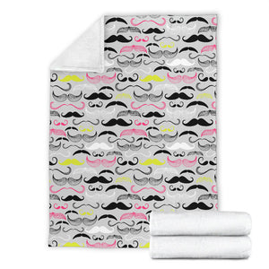 Mustache Beard Pattern Print Design 02 Premium Blanket