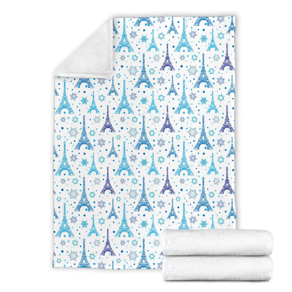 Eiffel Tower Pattern Print Design 01 Premium Blanket