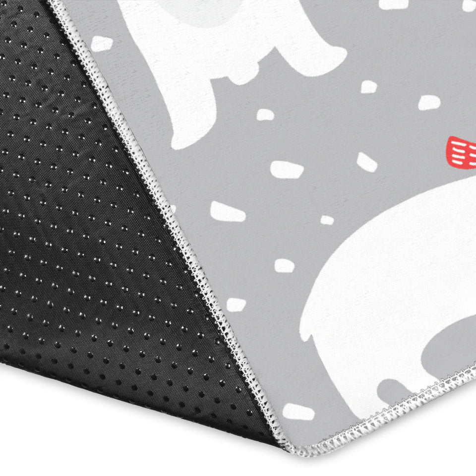 Cute Polar Bear Christmas Snow Pattern Area Rug