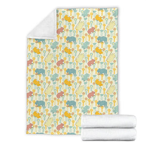 Hippopotamus Pattern Print Design 04 Premium Blanket