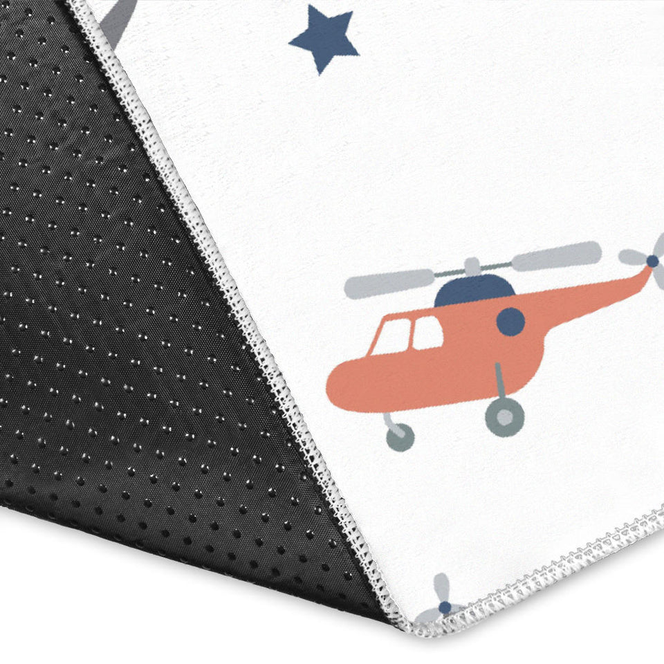 Cute Helicopter Star Pattern Area Rug