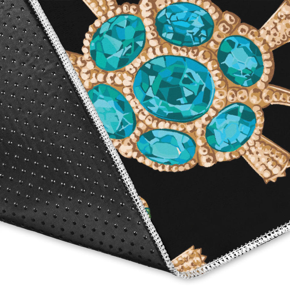 Sea Turtle Blue Stone Pattern Area Rug