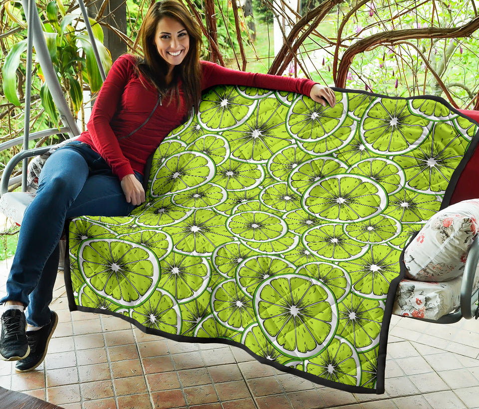 Slices Of Lime Design Pattern Premium Quilt