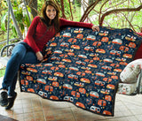 Camper Van Pattern Print Design 05 Premium Quilt