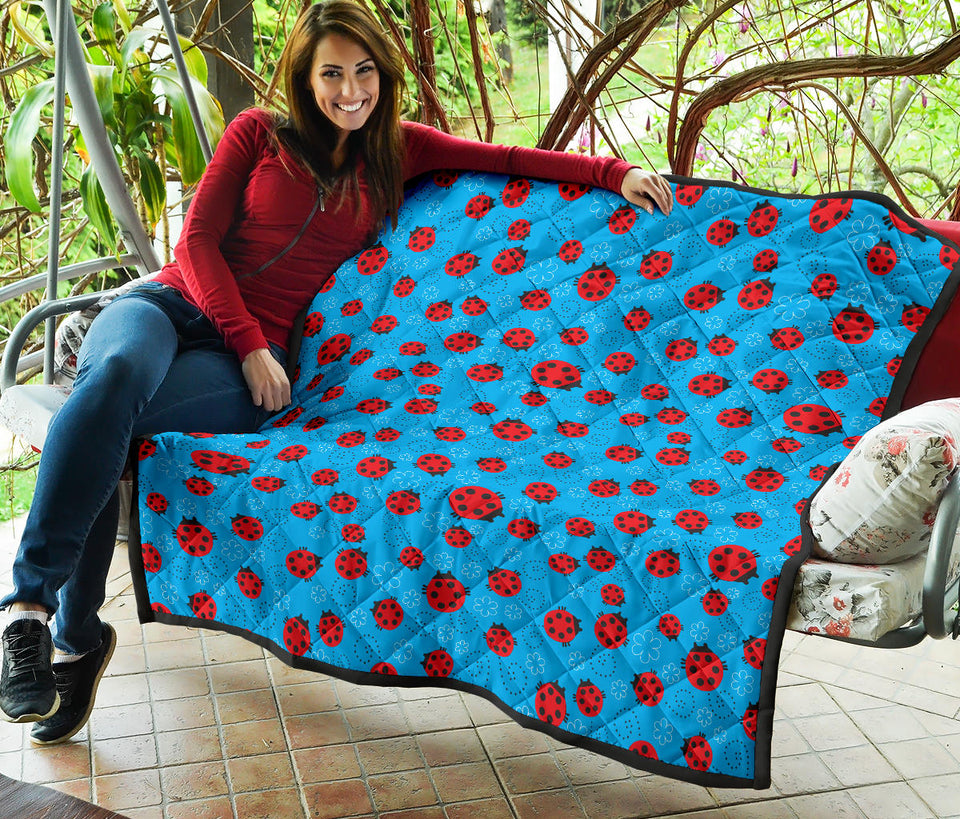 Ladybug Pattern Print Design 02 Premium Quilt