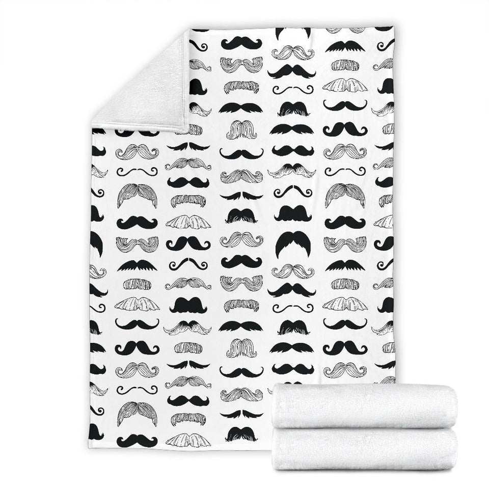 Mustache Beard Pattern Print Design 04 Premium Blanket