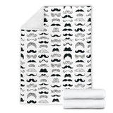 Mustache Beard Pattern Print Design 04 Premium Blanket