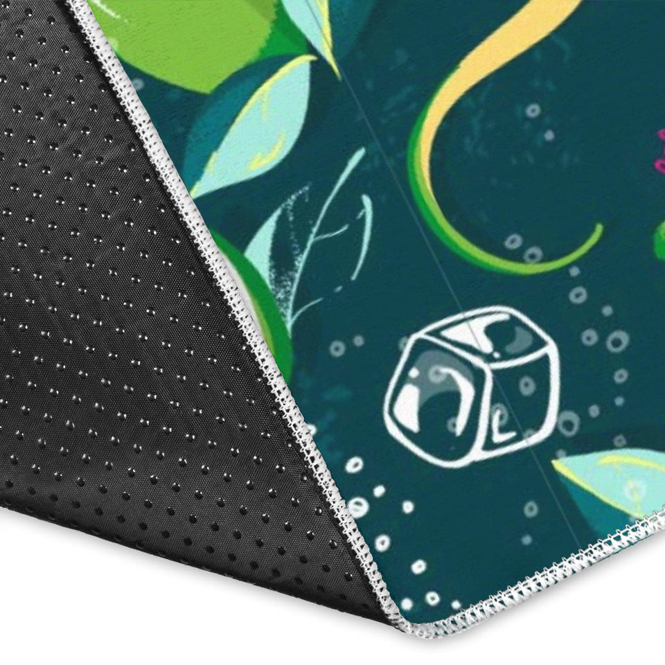 Lime Ice Flower Pattern Area Rug