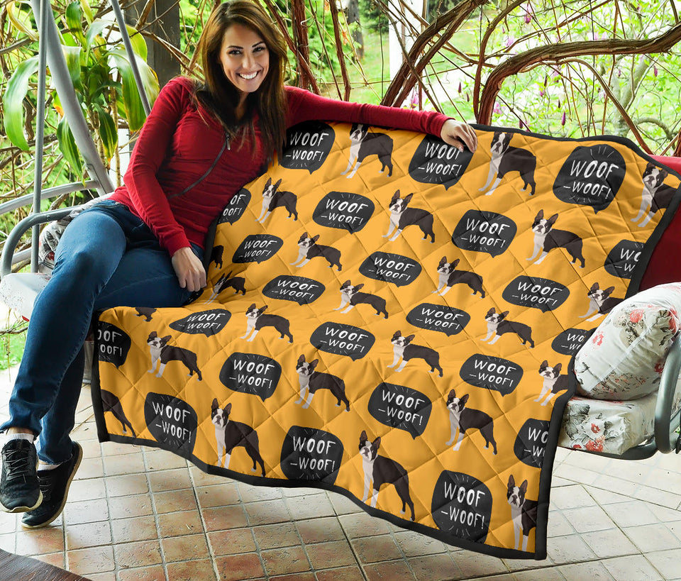 Boston Terrier Design Pattern Premium Quilt