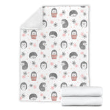 Hedgehog Pattern Print Design 02 Premium Blanket