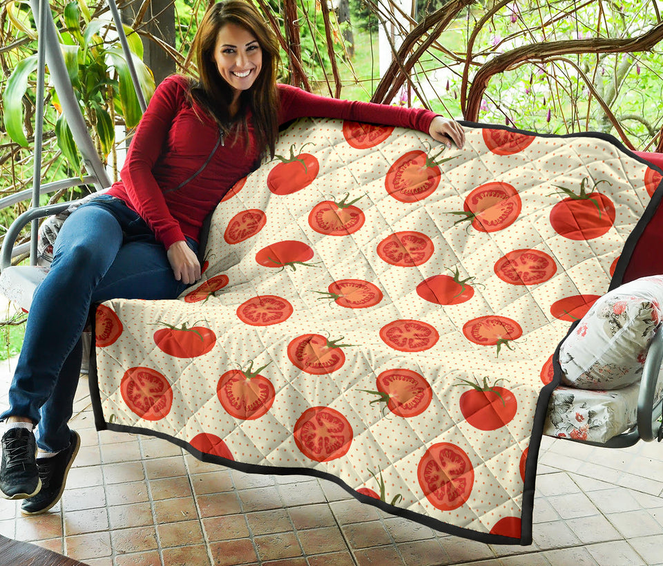 Tomato Dot Background Premium Quilt