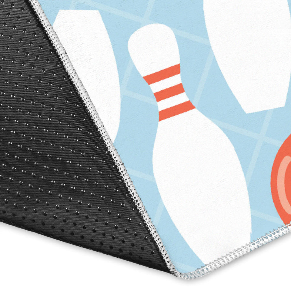 Bowling Ball Bowling Pins Blue Blackground Area Rug