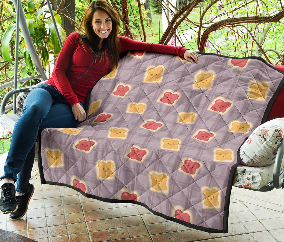 Bread Toast Pattern Print Design 05 Premium Quilt