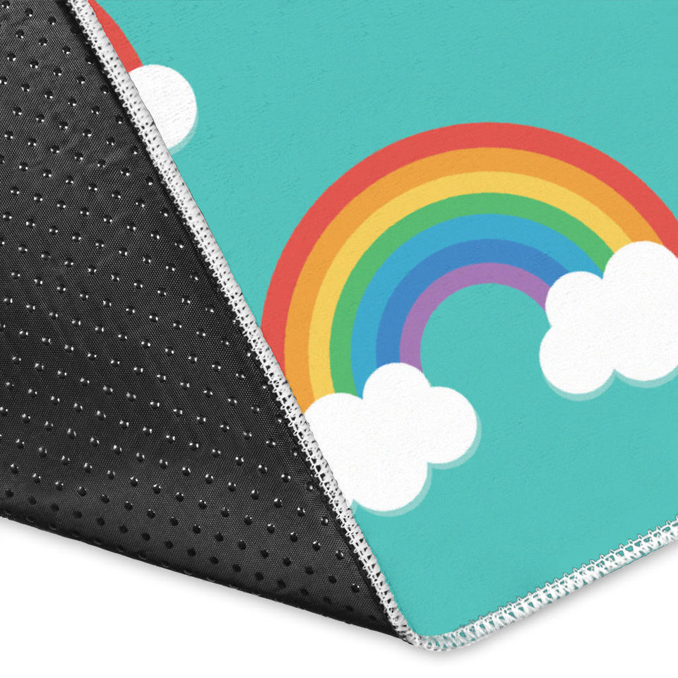 Rainbow Pattern Green Background Area Rug