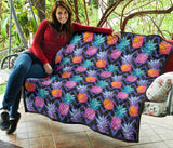 Pineapples Pattern Zigzag Background Premium Quilt