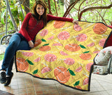 Grapefruit Yellow Background Premium Quilt