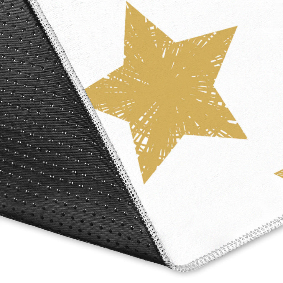 Hand Drawn Gold Black Star Pattern Area Rug