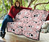 Cows Milk Product Pink Background Premium Quilt