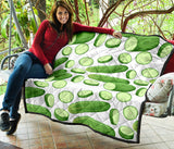 Cucumber Whole Slices Pattern Premium Quilt