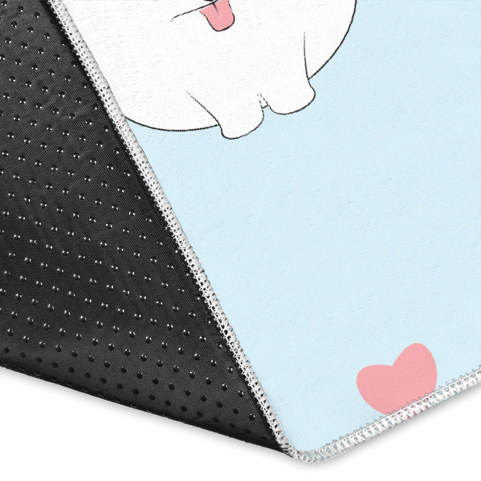 White Cute Pomeranian Pattern Area Rug