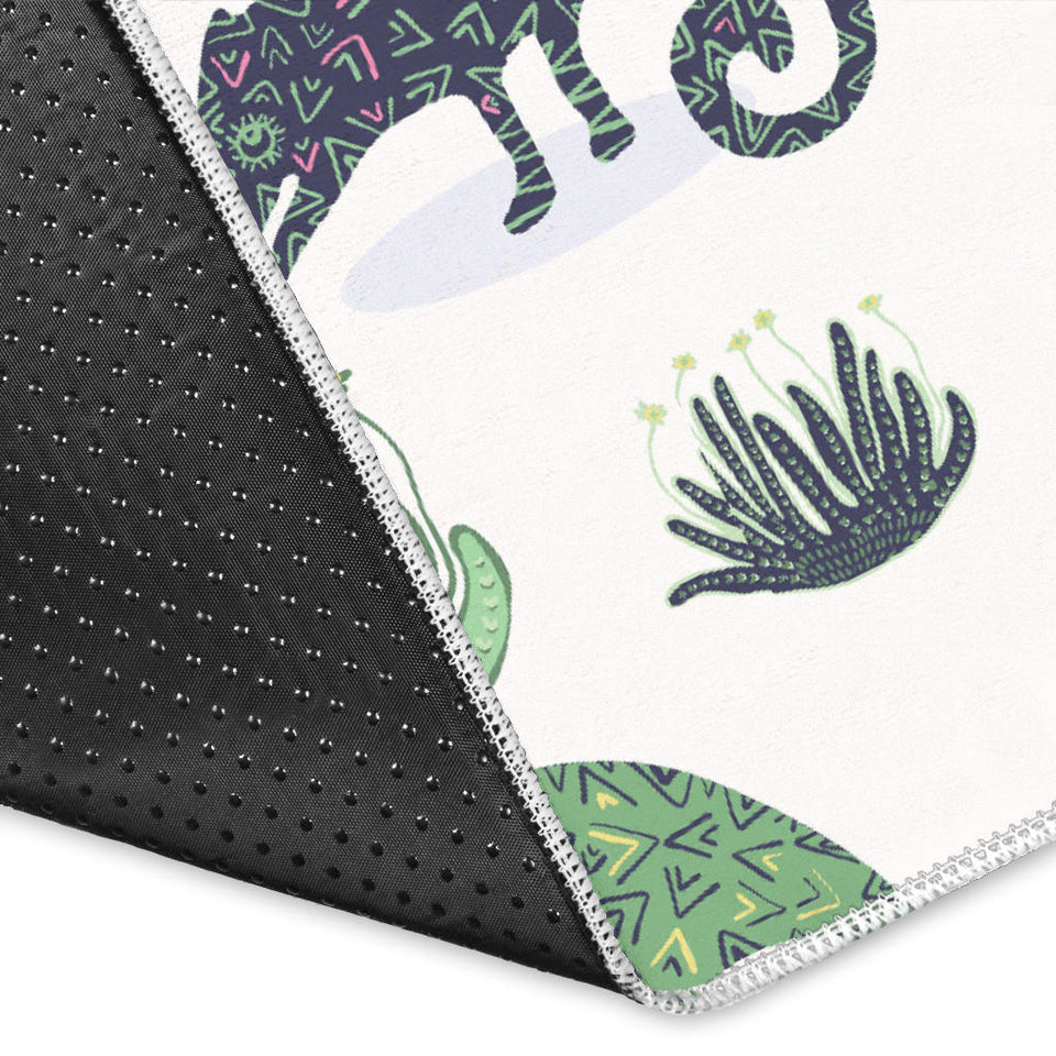 Chameleon Lizard Succulent Plant Pattern Area Rug