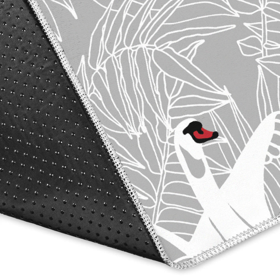 White Swan Gray Background Area Rug